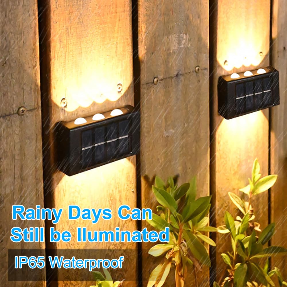 flintronic 2 Pieces Solar Wall Lamp, Adjustable Solar Lamps with 6 LED Warm Lamp, Outdoor Solar Lights, IP65 Waterproof, for Porch, Path, Garage (Without Box) - Safqqa Egypt