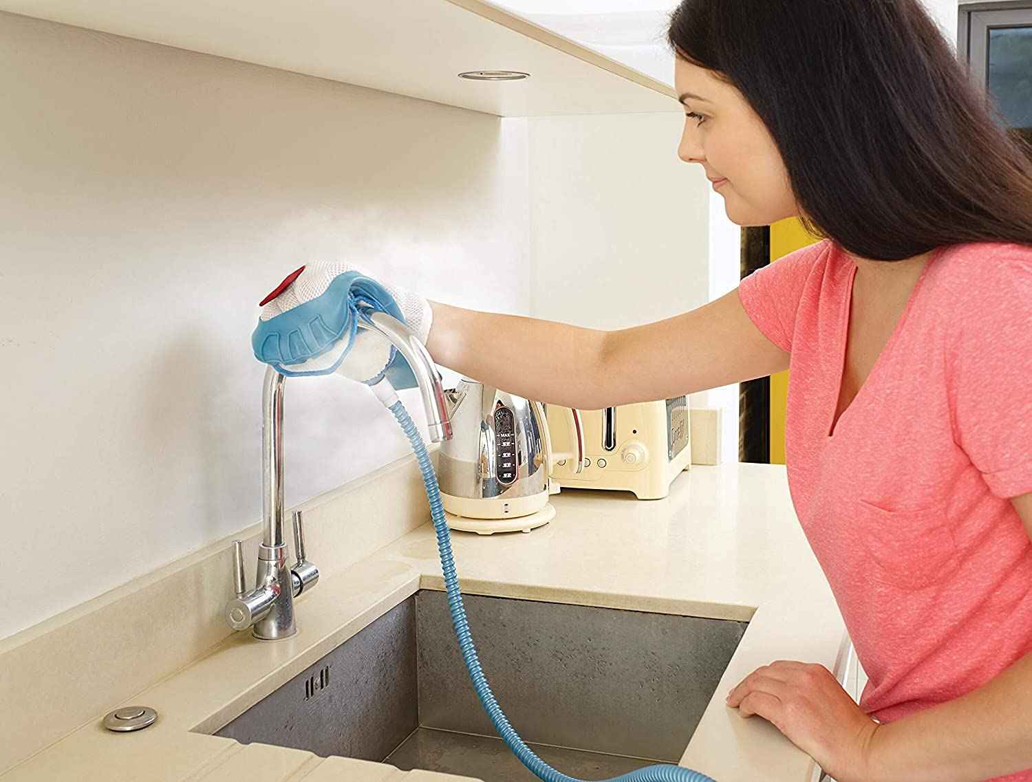 BLACK+DECKER 2-in-1 Steam Mop, 1600W, Fast Heat-Up, Delta Head, Steam Mitt, 11 Accessories, Kills 99.9% of Germs, Auto Select, Microfiber Pad, ECO Friendly, White/Aqua - BHSM166DSM-GB - Safqqa Egypt