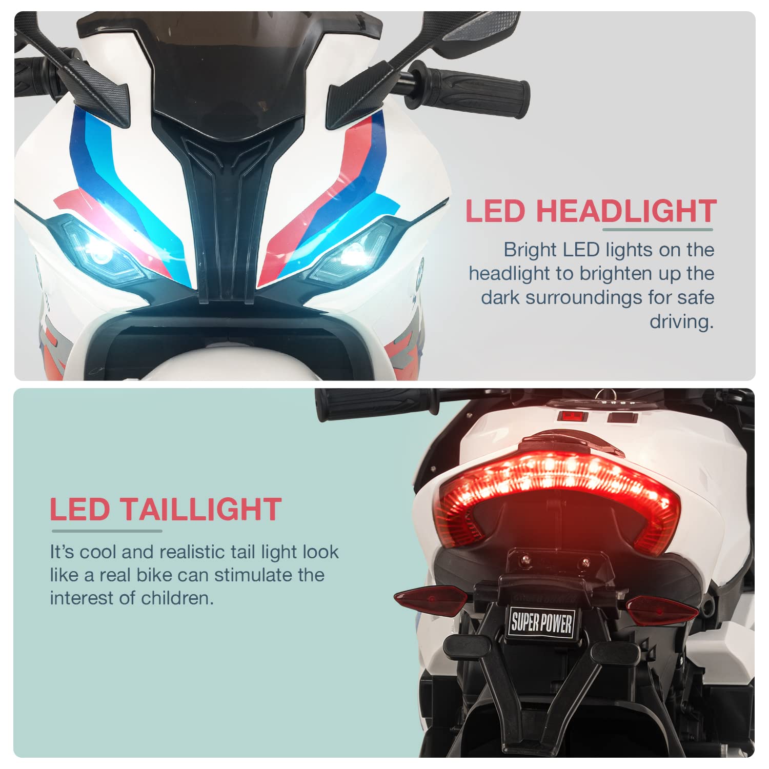 دراجة كهربائية برافو تعمل بالبطارية قابلة لإعادة الشحن دراجة سباق مزودة بأضواء وموسيقى لعبة ركوب للأطفال مناسبة للأولاد والبنات من عمر 3 إلى 8 سنوات من بايبي