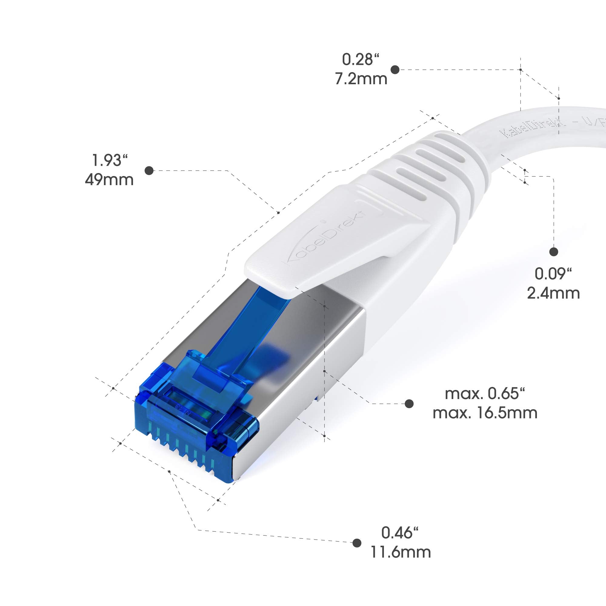 KabelDirekt - 1.5 متر - كابل إيثرنت / LAN / شبكة مسطح (Cat 7، 10 جيجابت في الثانية، موصل RJ45، مرن للغاية، مناسب للتثبيت الدائم، لأقصى سرعات الألياف الضوئية، أبيض)