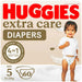 Huggies Extra Care Diapers, Size 5, Jumbo Pack, 12-22 kg, 60 Diapers Made in Europe - Safqqa