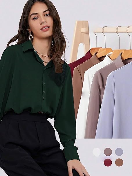 GRECIILOOKS Women Casual Shirt Green Comfortable Everyday Wear – Safqqa Egypt