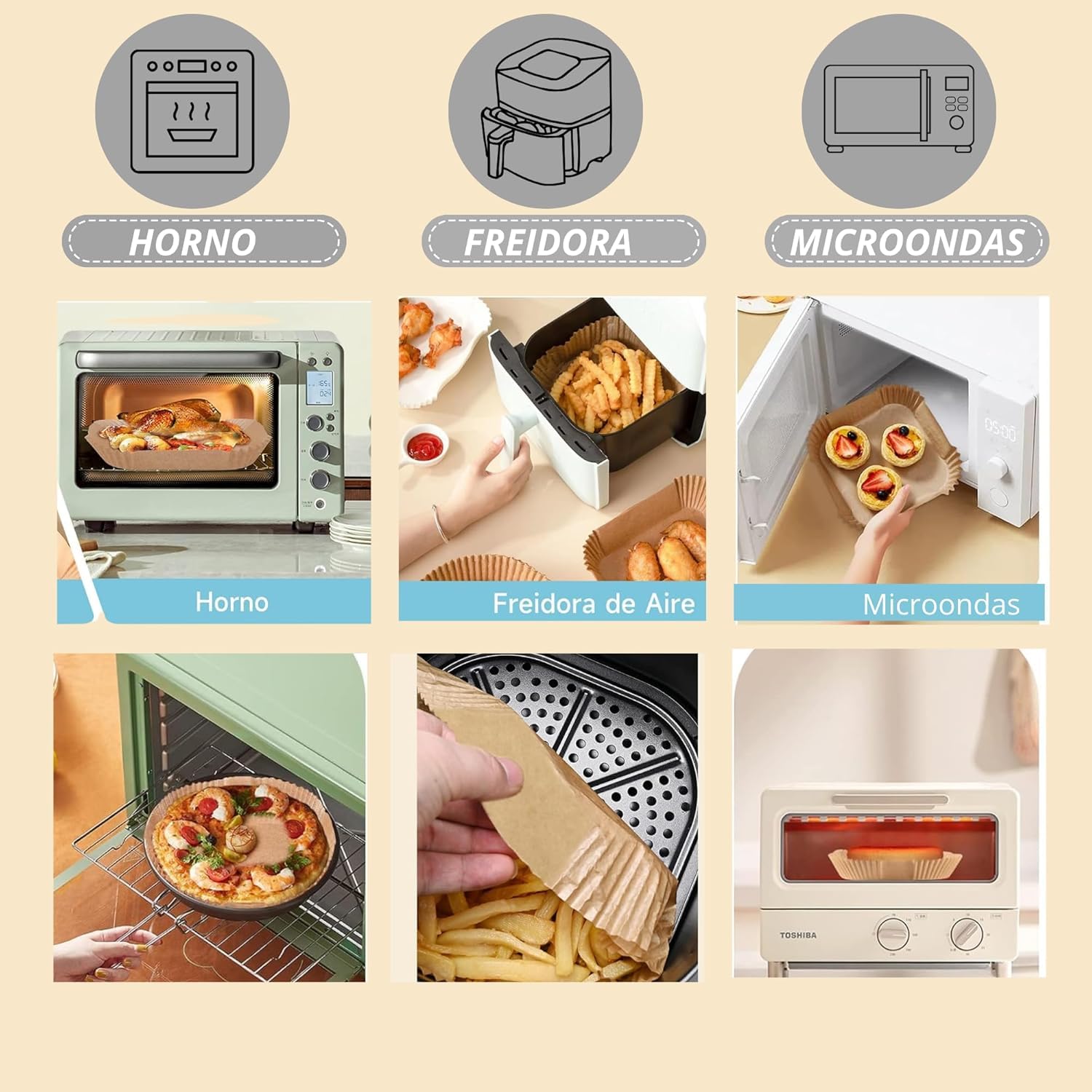Air Fryer Paper, 50 Pieces Square, Non-stick Disposable Fryer Parchment Paper