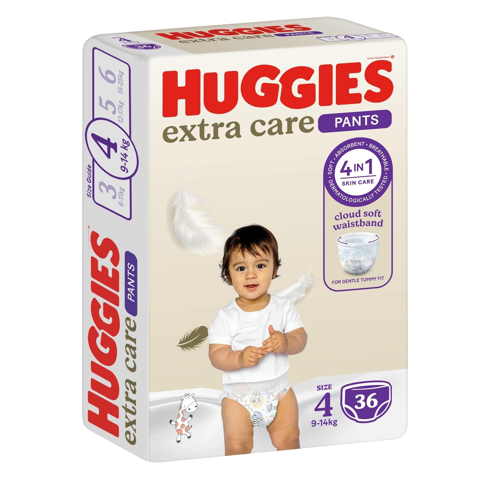 Huggies extra care pants - size 4, 9-14 kg, 36 diaper pants - made in europe