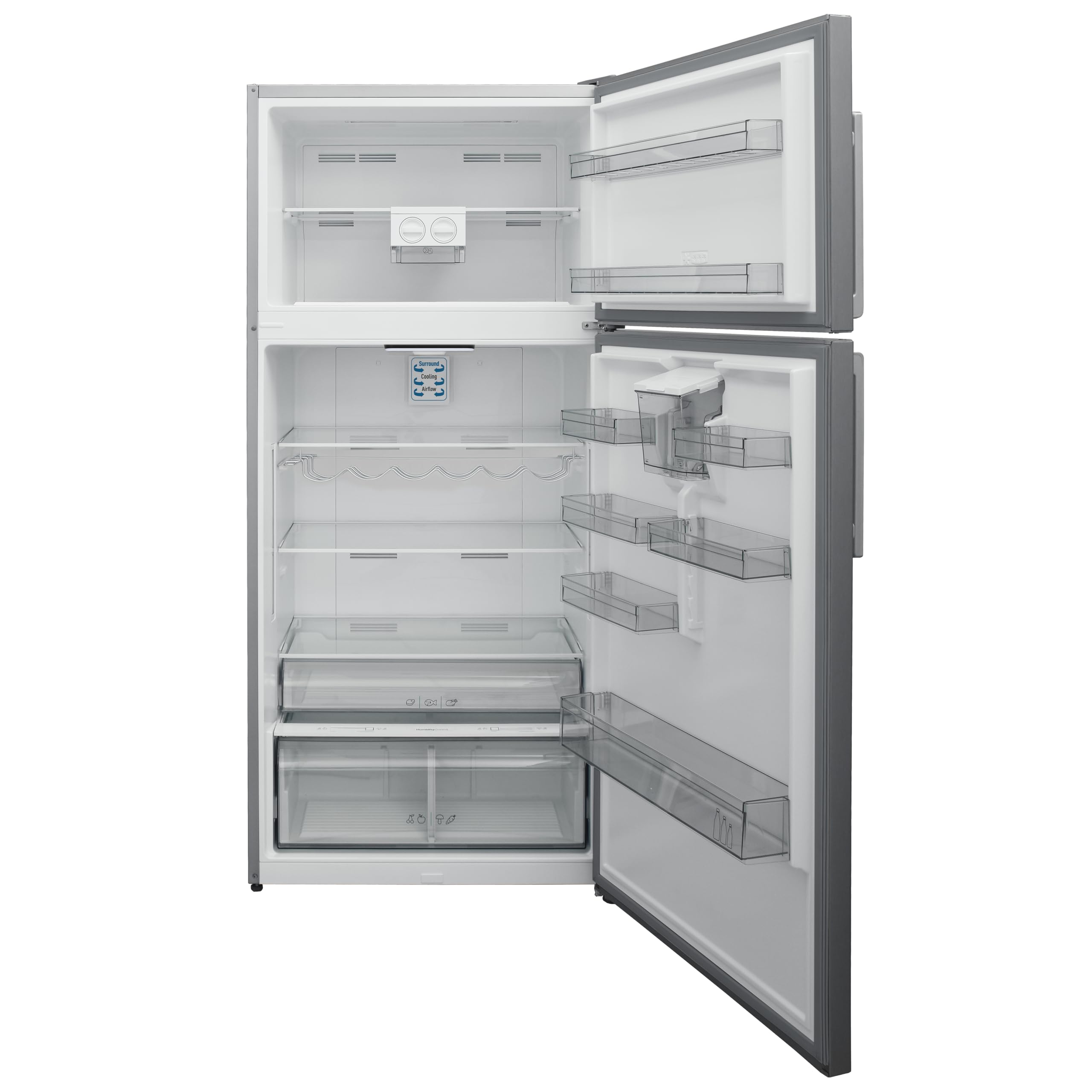 ثلاجة باناسونيك بسعة صافية 587 لتر / 20.7 قدم³، بابين، مزودة بموزع مياه، بتقنية Nutri Tafreez للحفاظ على العناصر الغذائية، فريزر واسع (جامبو)، تعمل بتقنية الانفرتر – فضي، الموديل NR-BC753DSEG.