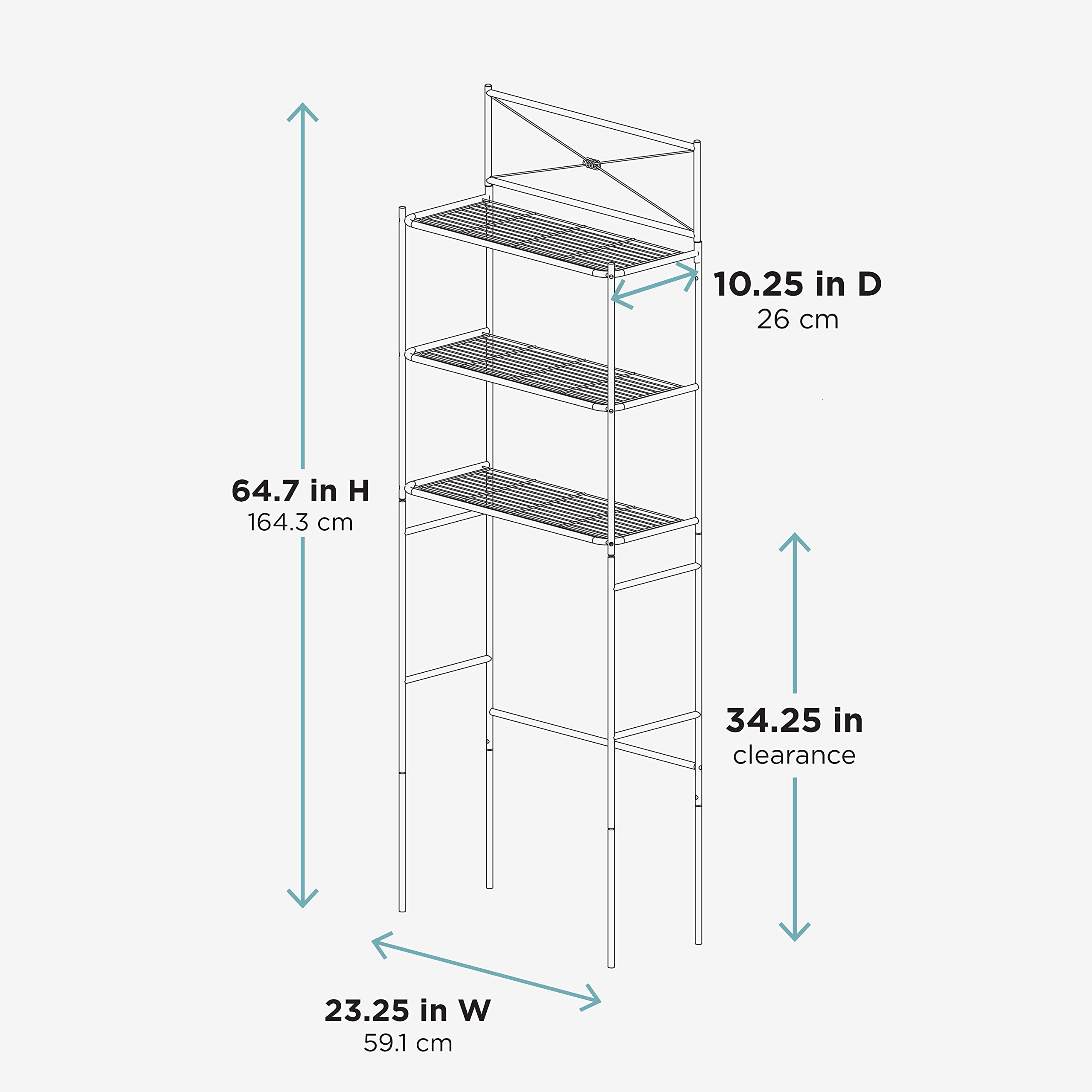 ZENA HOME Space-Saving Bathroom Storage Rack – 3 Shelves
