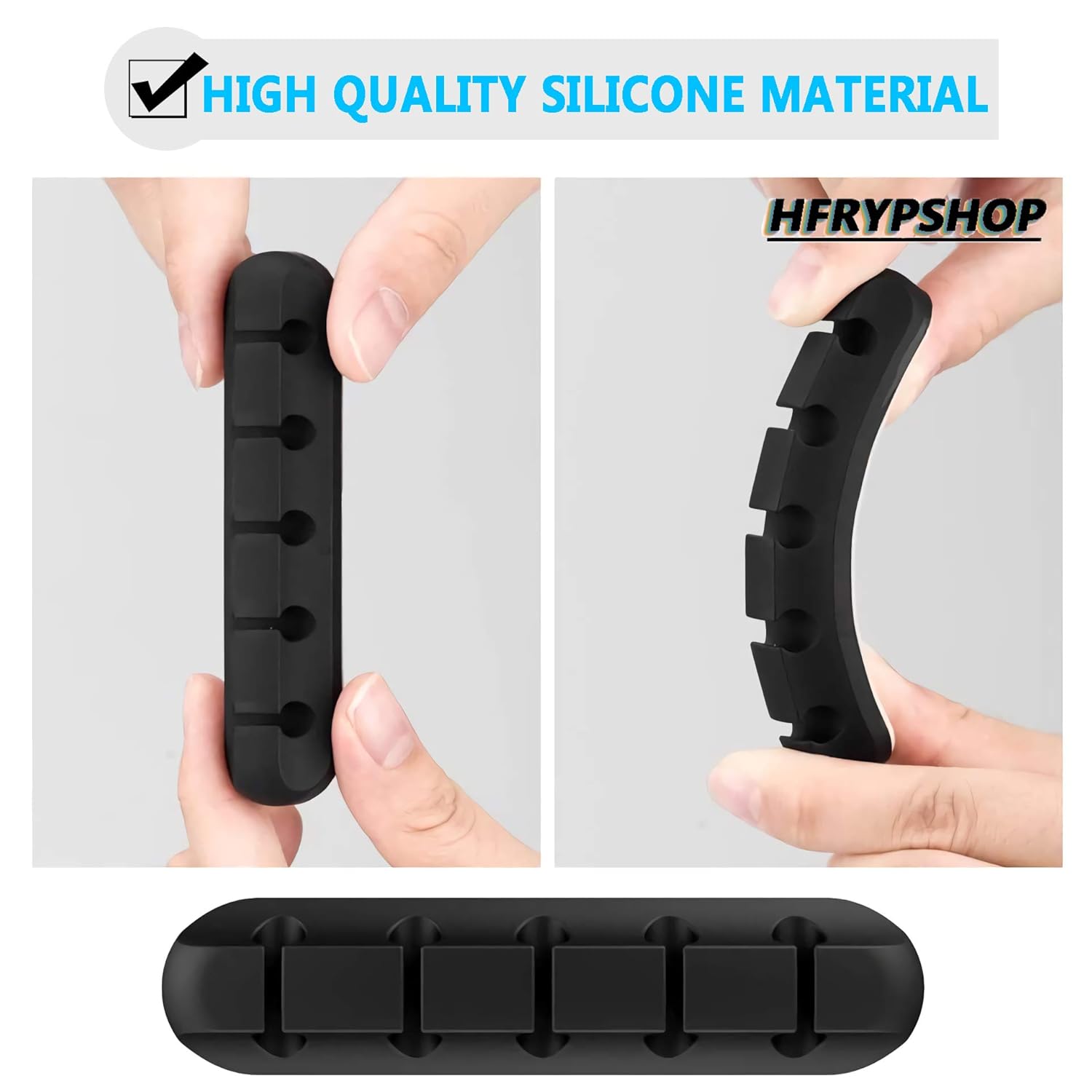 HFRYShop 7 Slot Self Adhesive Cable Clips Silicone Multi Color