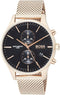 BOSS Chronograph Quartz Watch for Men with Carnation Gold Coloured Stainless Steel Mesh Bracelet