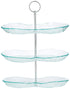 صينية تقديم مكونة من ثلاث طبقات من Harmony مصممة لتقديم الحلويات، الفواكه، الوجبات الخفيفة، أو المقبلات بطريقة أنيقة. مصنوعة من الزجاج الشفاف مع مقبض فضي متين