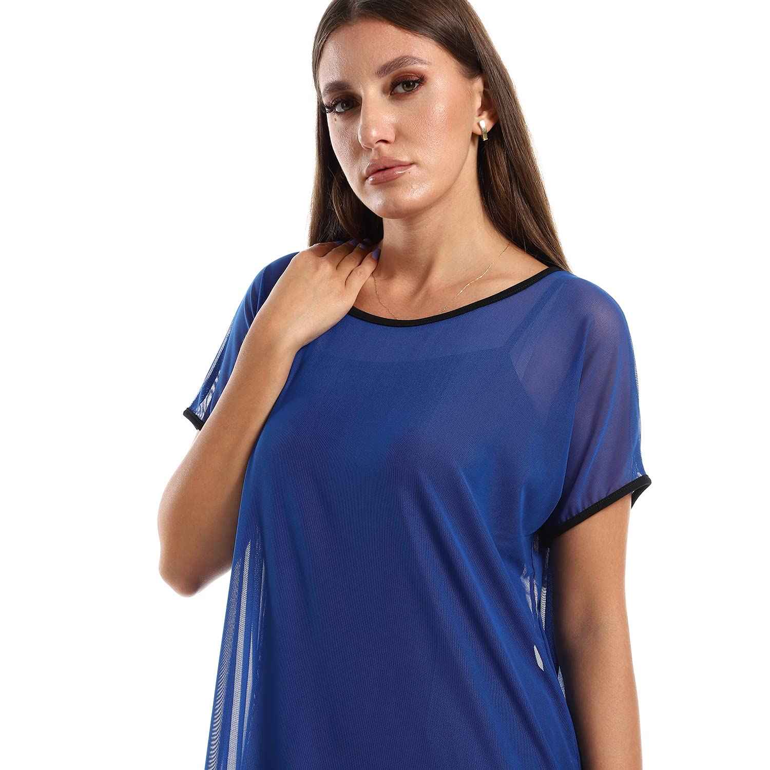 EEZEEY Womens Short Sleeves Coverup With Fringe Short Sleeves Coverup With Fringe - Safqqa Egypt