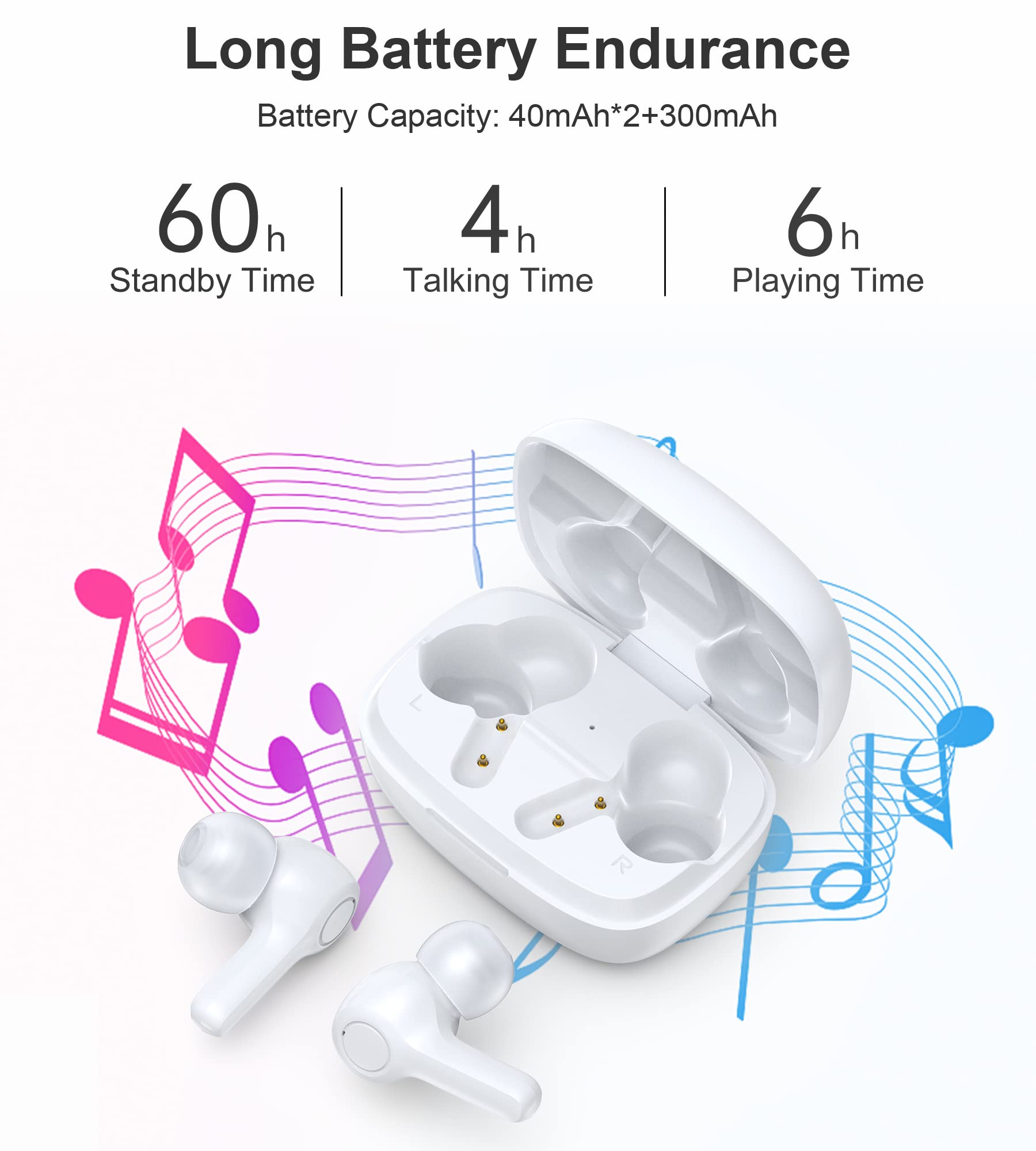 CHOETECH True Wireless Earbuds – Big Bass, 4 Mics, Clear Calls, Automatic Noise Reduction, IPX8 Waterproof, Sensitive Touch Control, Comfortable, Bluetooth