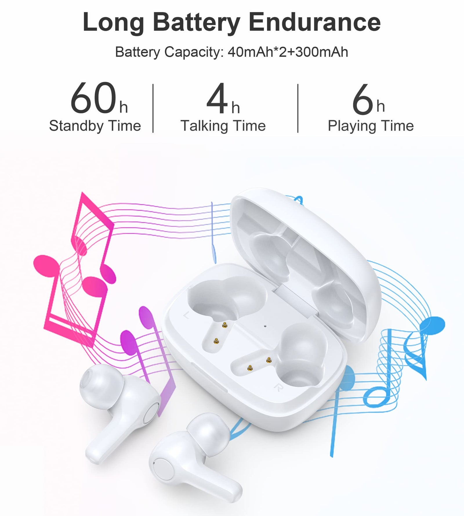 CHOETECH True Wireless Earbuds – Big Bass, 4 Mics, Clear Calls, Automatic Noise Reduction, IPX8 Waterproof, Sensitive Touch Control, Comfortable, Bluetooth
