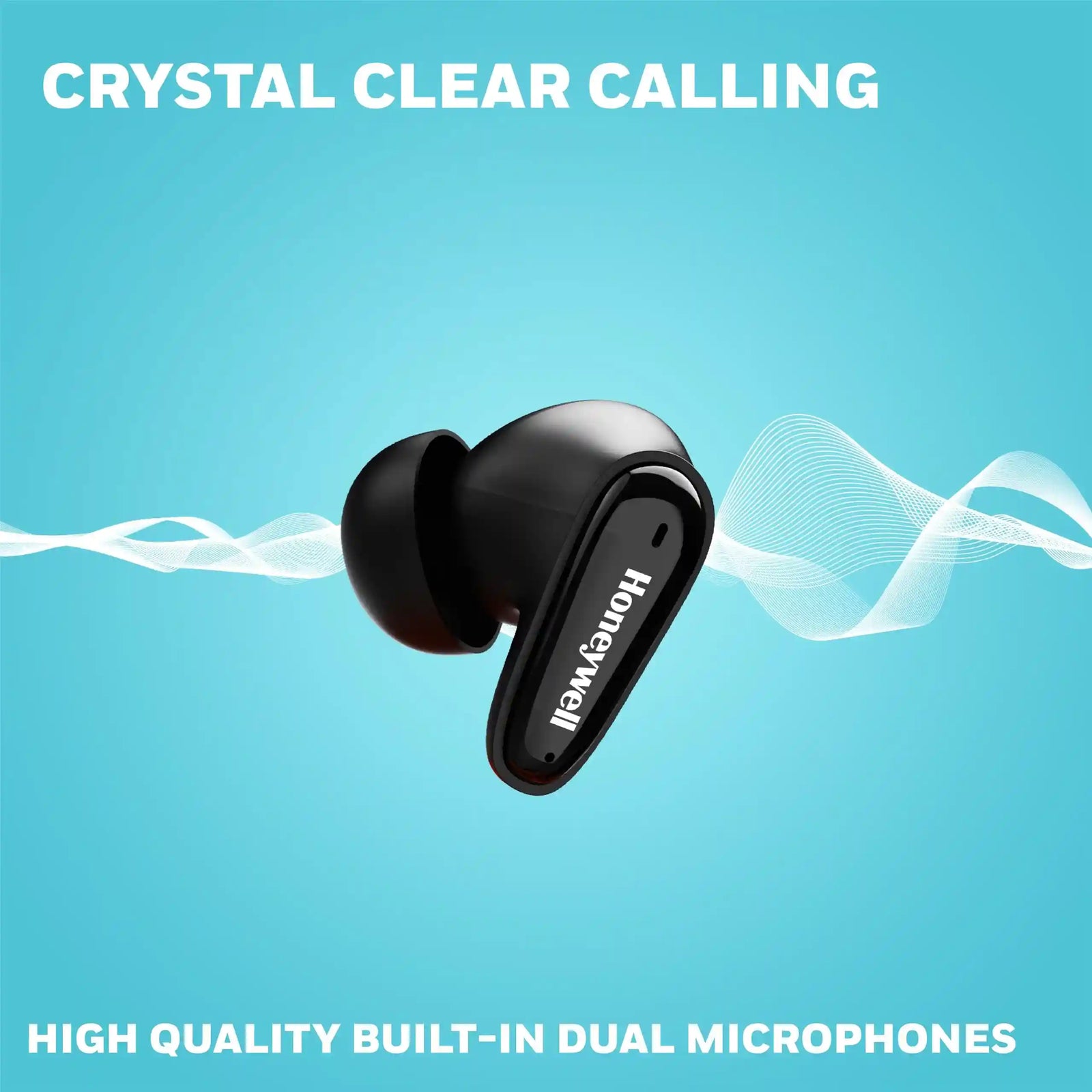 Honeywell  V1100, in-Ear True Wireless Stereo Earbuds with Digital Battery Display Case, Dual Microphones, Bluetooth V5.3, 31 Hours of Playtime, 100 Hours Stand-by, Fast Charging, Black