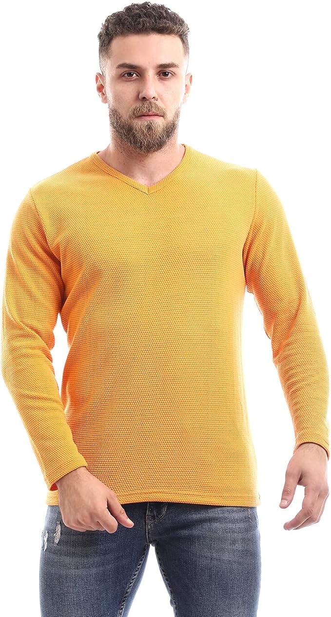 Off Cliff Men’s Plain V-Neck Long Sleeve Casual T-Shirt – Safqqa Egypt