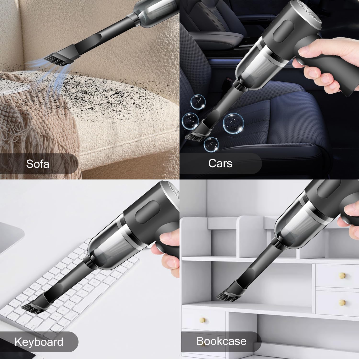 3 in 1 Rechargeable Cordless Vacuum Cleaner (Suction and Expellence) with 2400PA Suction, Car Vacuum Cleaner for Home Office PC Cleaning Portable Lightweight 120W - Safqqa Egypt