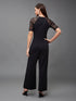 Miss Olive Women's Wine V-Neck Sleeveless Solid Wrap Regular Jumpsuit