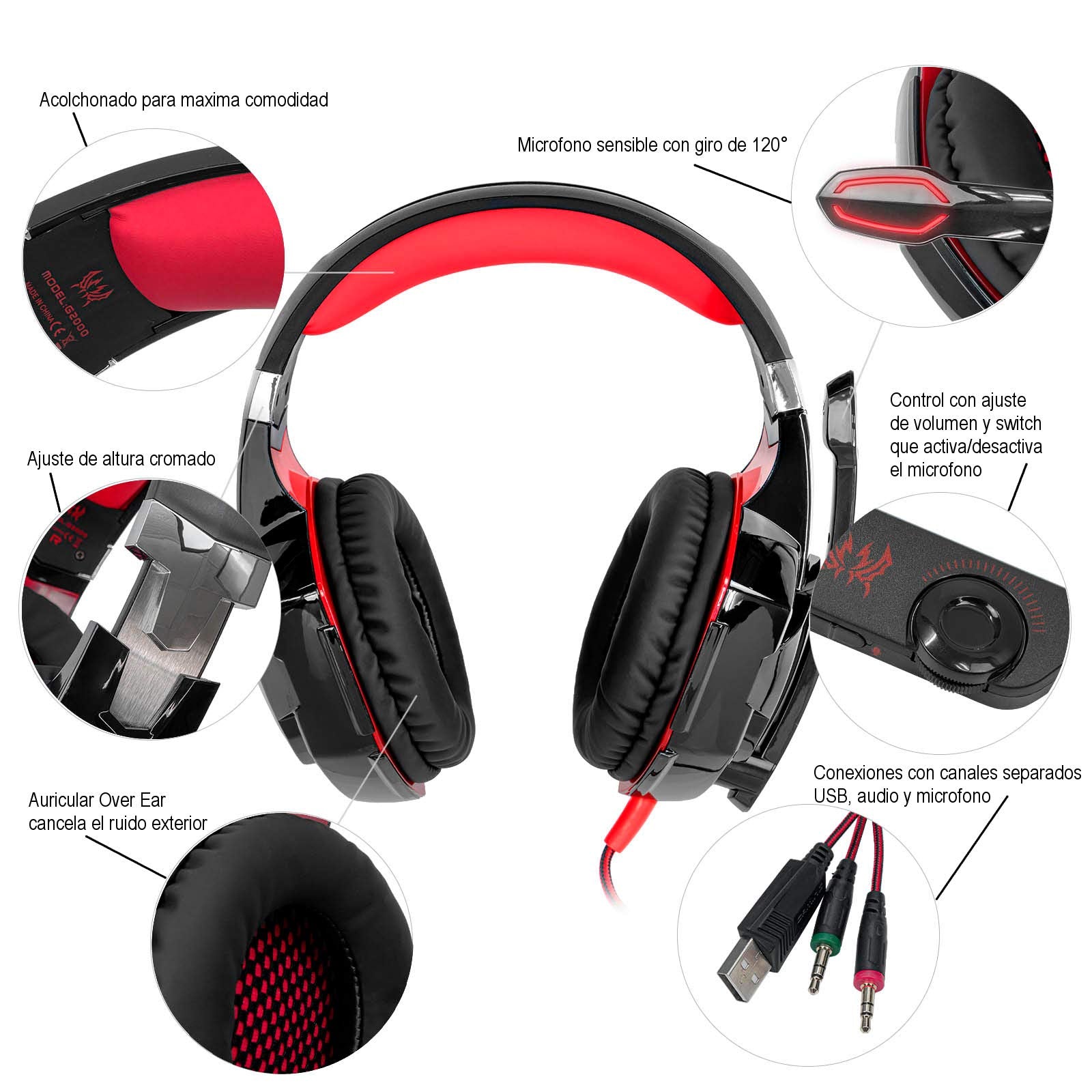 KOTION EACH G2000 Gaming Headset Deep Bass Computer Game Headphones with microphone LED Light for computer PC Gamer