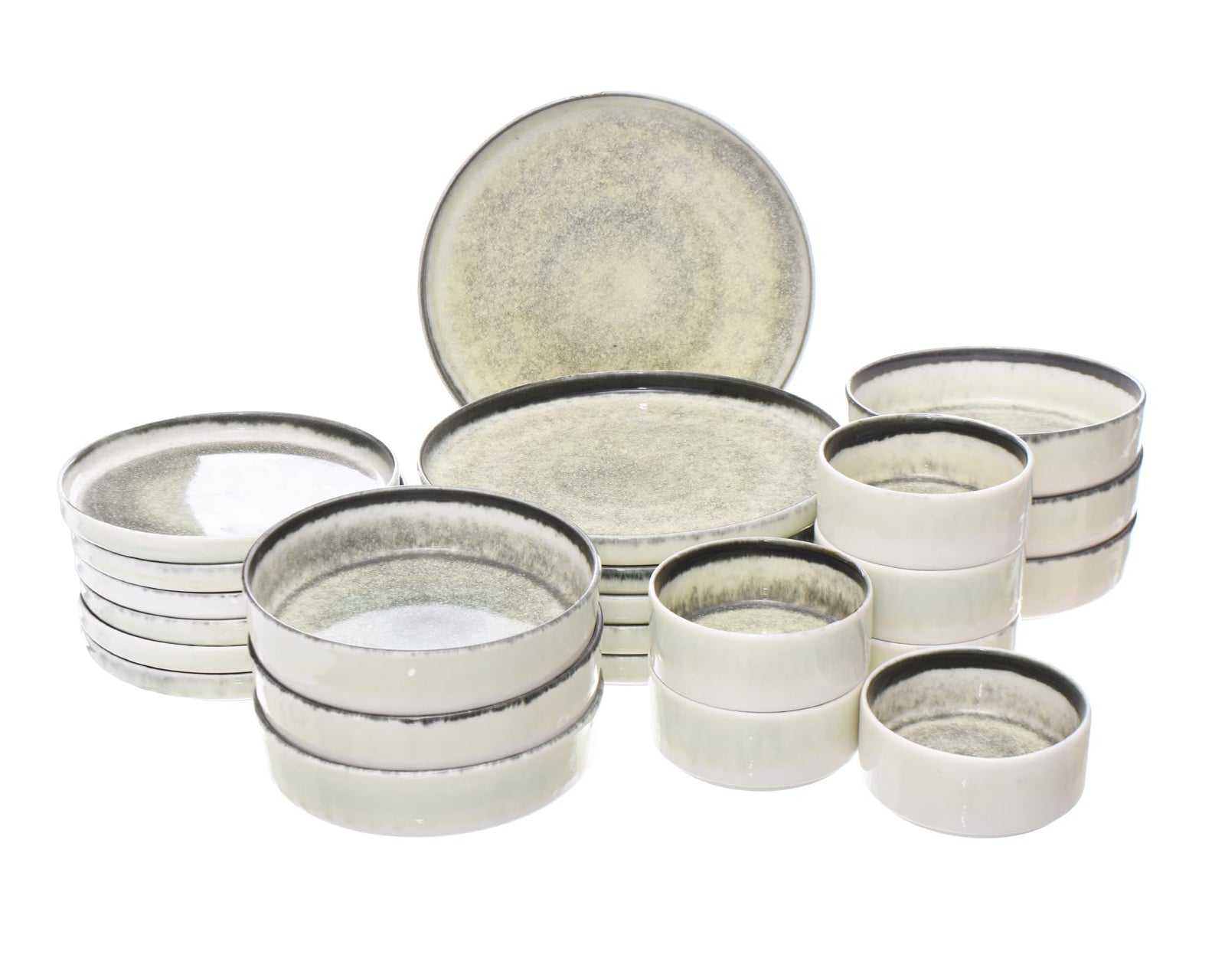 Rosa Porcelain Sapphire Ellipse Dinnerware 23-Piece Set, Multi Color - Safqqa Egypt