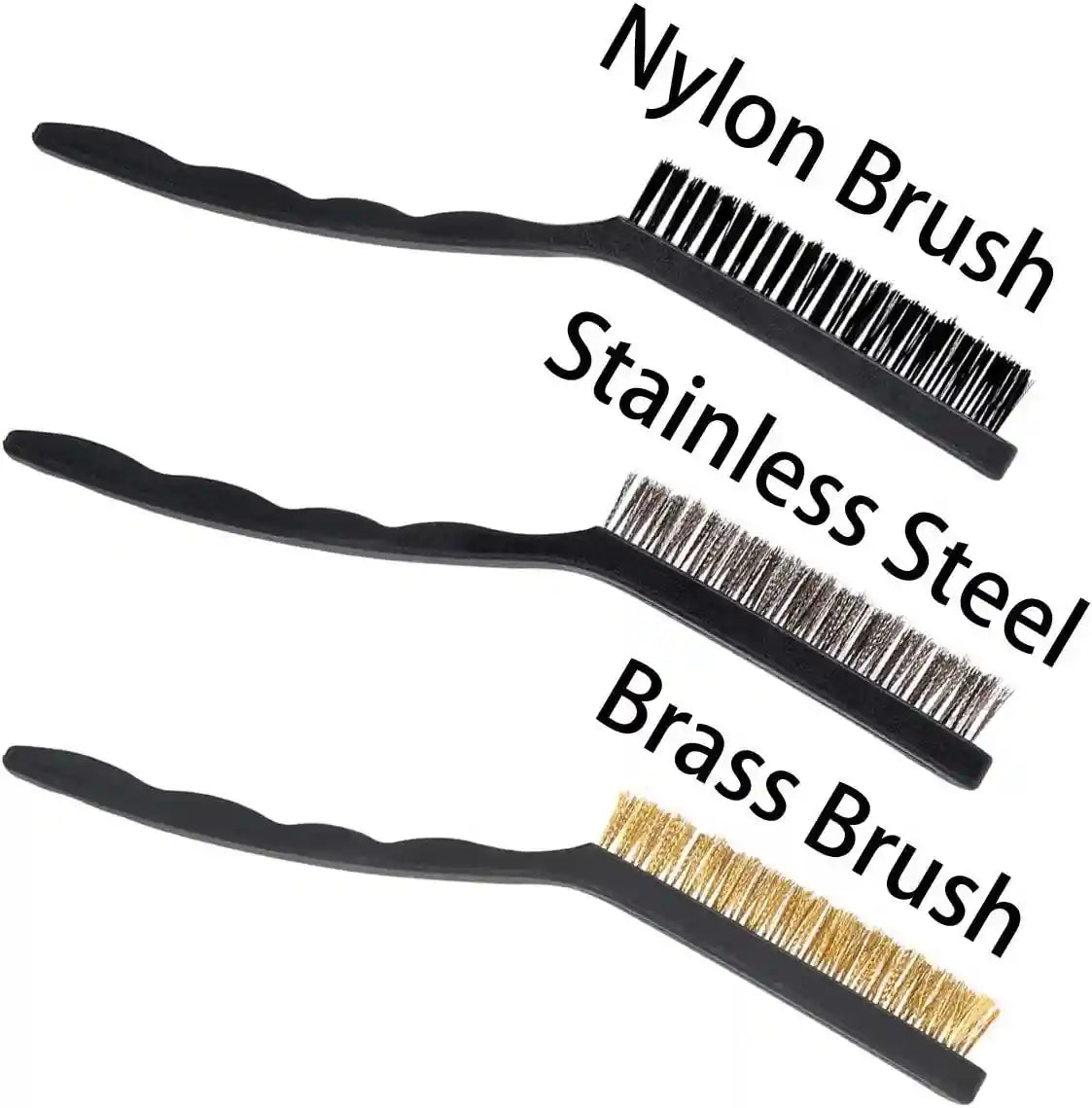 DE LUJO D-LOGO 3 Piece Wire Brush Set - Gas Stove Cleaner Grease Residue Walls Hood Brush Set Steel/Nylon/Copper Wire Brush Set for Cleaning and Rust Removal - Safqqa Egypt