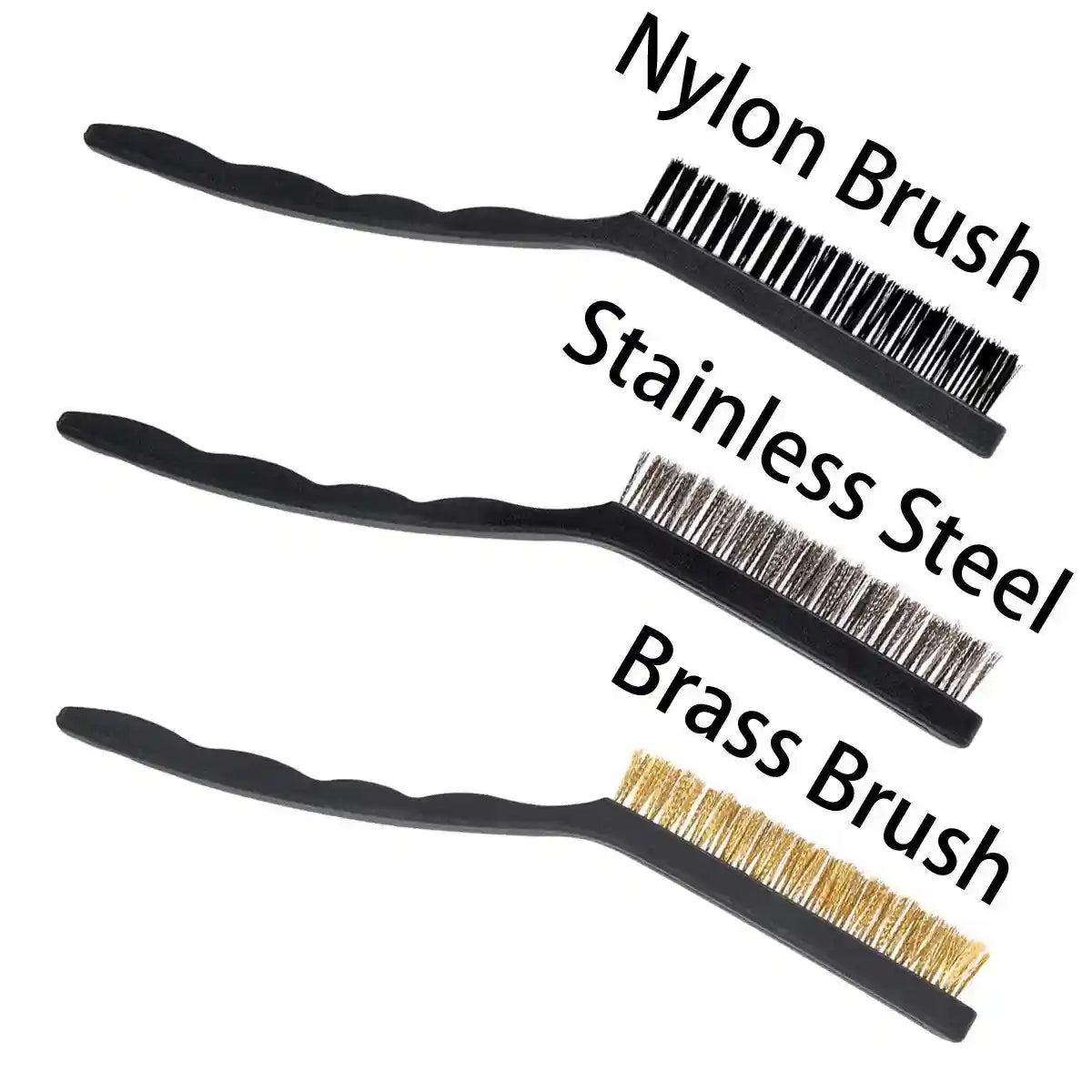 DE LUJO D-LOGO 3 Piece Wire Brush Set - Gas Stove Cleaner Grease Residue Walls Hood Brush Set Steel/Nylon/Copper Wire Brush Set for Cleaning and Rust Removal - Safqqa Egypt