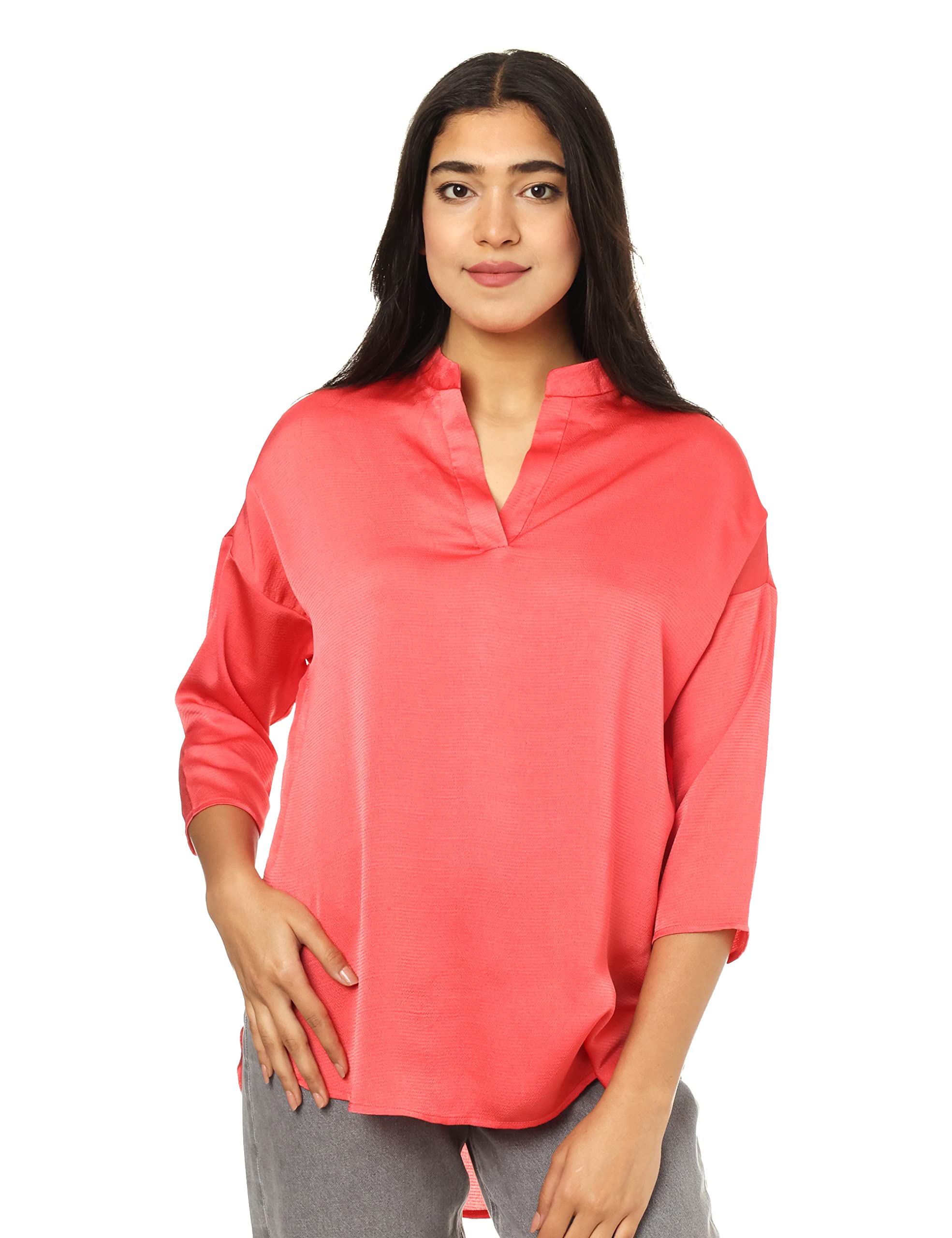 Splash Blouse With Silk Touch For Women,Easy to pair with skirts, trousers, or jeans for versatile styling.