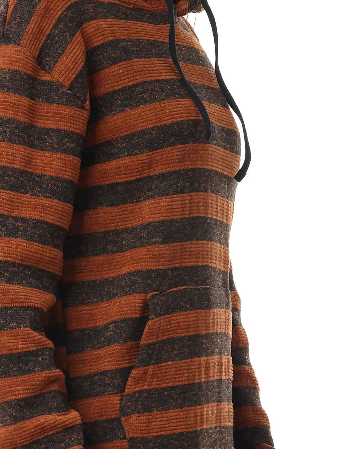  هودي Jamila النسائي المخطط بجيوب الكنغر وحزام قابل للتعديل بين الراحة اليومية والأناقة العصرية. مصنوع من قماش ناعم وقابل للتنفس يوفر قصة مريحة وشعور دافئ للاستخدام اليومي.