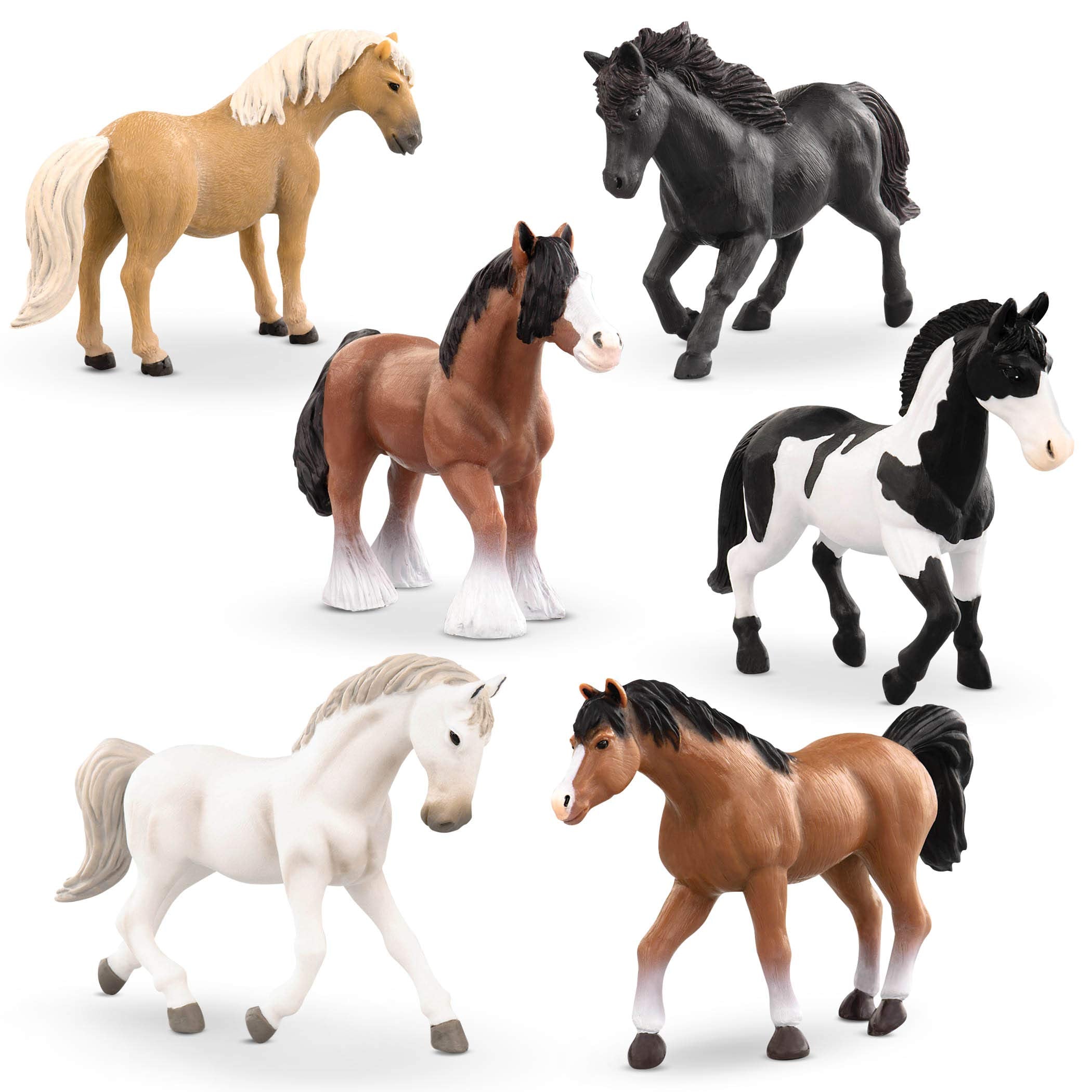 "Terra by Battat Realistic Horse Figurine Set – 6-Piece 6'' Toy Horses Including Arabian, Clydesdale & Paint Breeds – Educational Farm Animal Toys for Kids 3+" - Safqqa Egypt