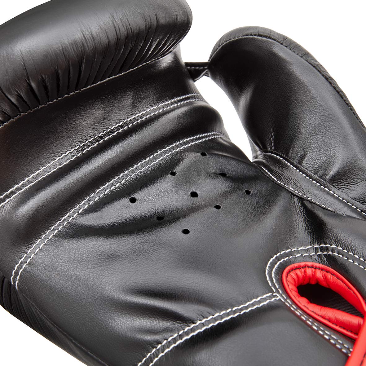 Leather Boxing Gloves - 14oz Black/Red