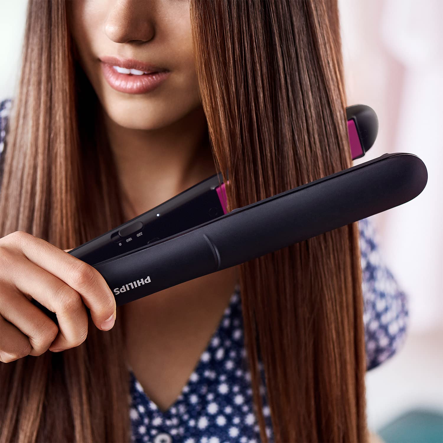 Philips BHS375/00 Essential Hair Straightener - ThermoProtect Technology with Ceramic & Keratin Plates