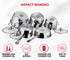 Vinod Tuscany Stainless Steel Cookware Set, 8 Pcs|Saucepan (14 cm/1.3 Litre), 3 Cassseroles (14cm,16cm & 18cm/1.3,2 & 2.8 L) Frypan (18cm) & 3 glass lids, SAS Bottom, Induction and Gas Stove Friendly