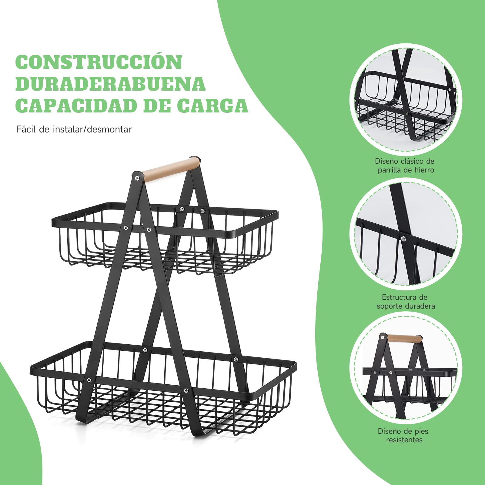 TXG 2-Tier Metal Fruit Basket – Modern Kitchen – Safqqa Egypt
