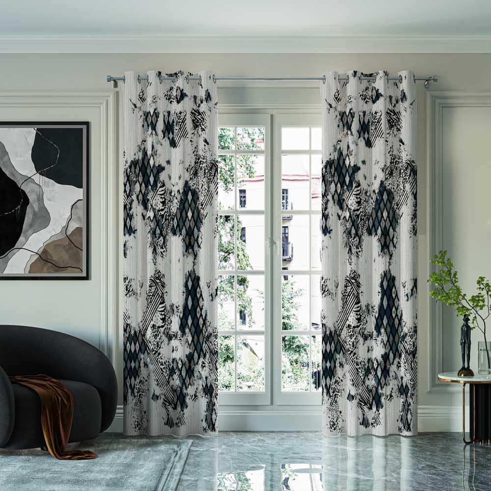 Zig Zag Code-299 Side Printed Shatta Curtain - Safqqa