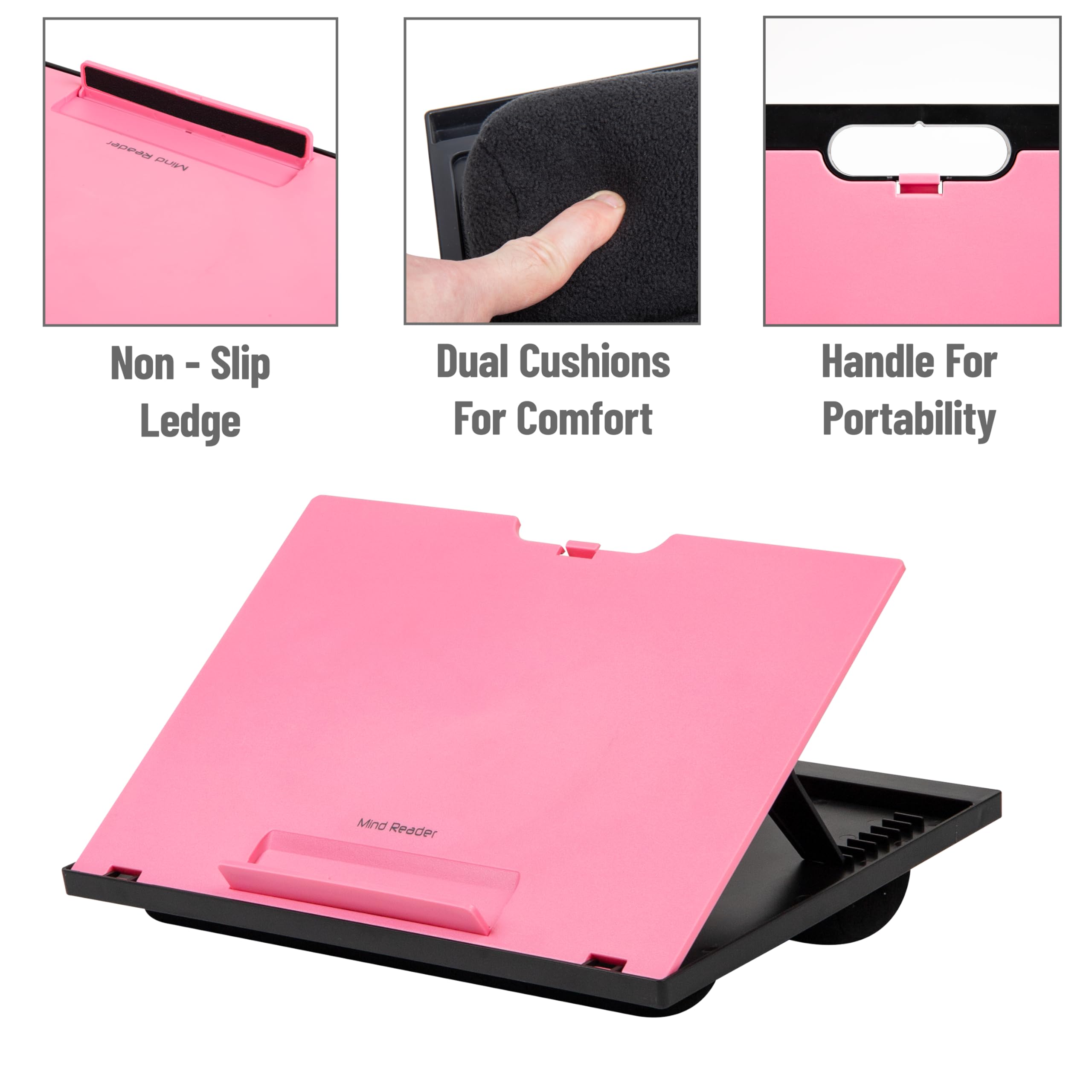 Mind Reader Adjustable 8-Position Lap Desk with Cushions – Pink (LTADJUST-PNK)