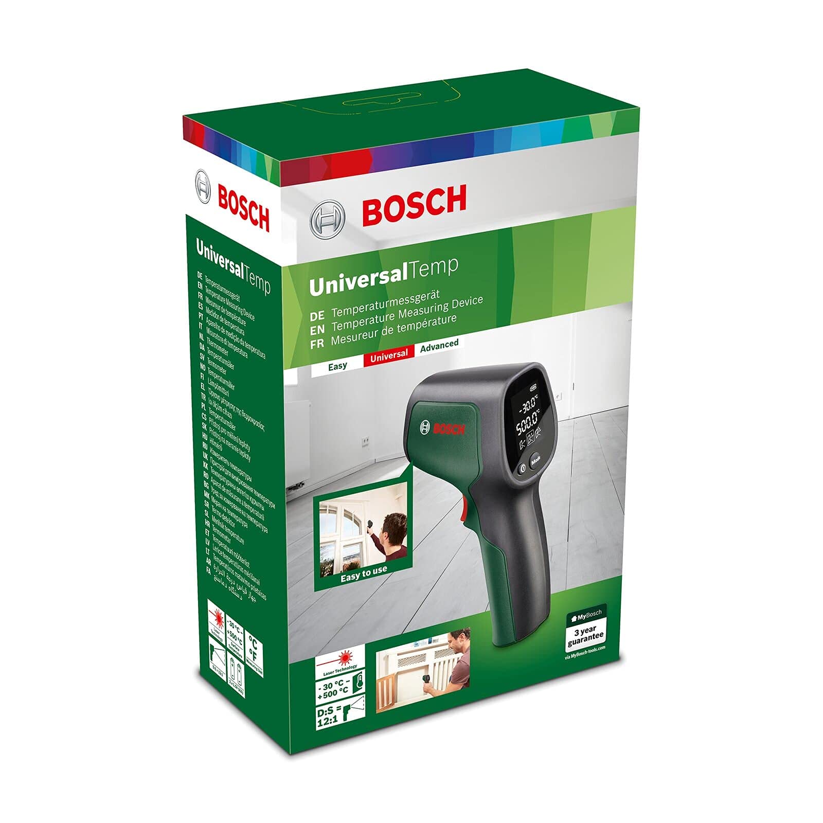 (Temperature Range: -30°C to +500°C, Includes 2x AA Batteries, Packaged in Cardboard Box)