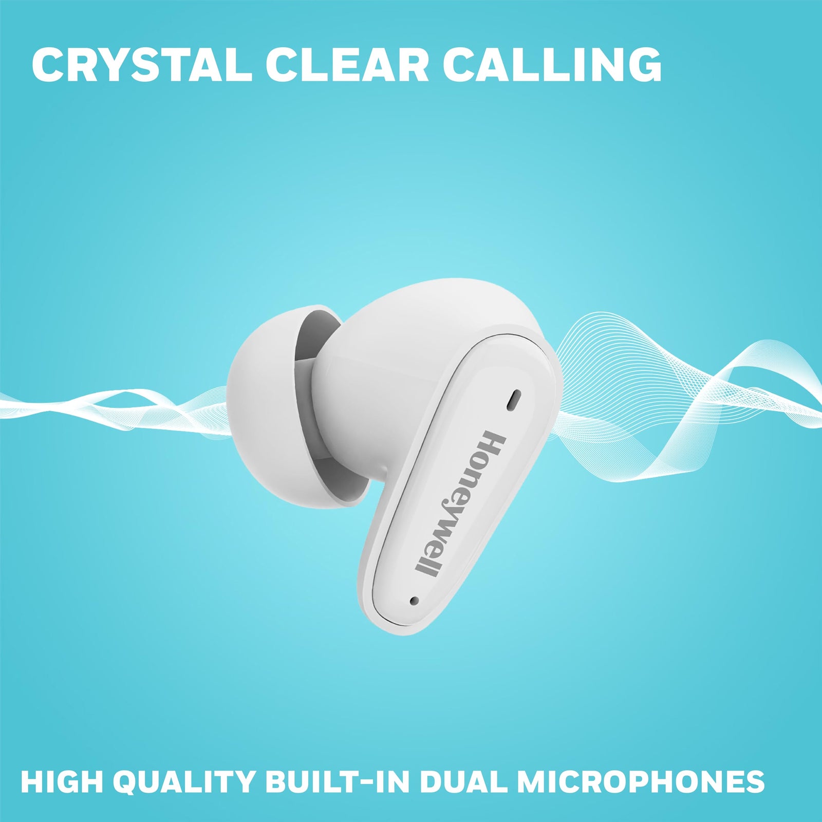 Honeywell  V1100, in-Ear True Wireless Stereo Earbuds with Digital Battery Display Case, Dual Microphones, Bluetooth V5.3, 31 Hours of Playtime, 100 Hours Stand-by, Fast Charging, White