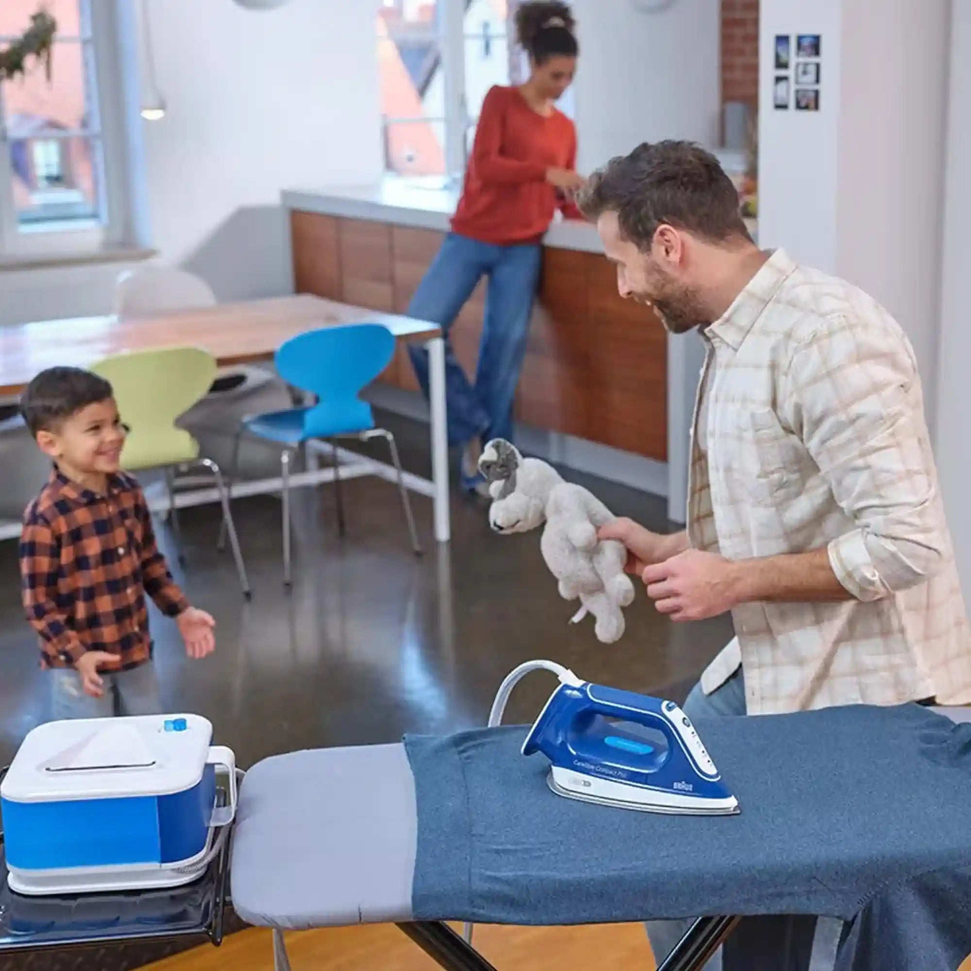 Braun CareStyle Compact Pro IS2565BL Steam Iron with FreeGlide 3D Technology, iCareMode, Eco & Turbo Modes, Vertical Steaming, Anti-Drip, 1.5L Water Tank, 2400W – Blue-Have Scratches - Safqqa Egypt