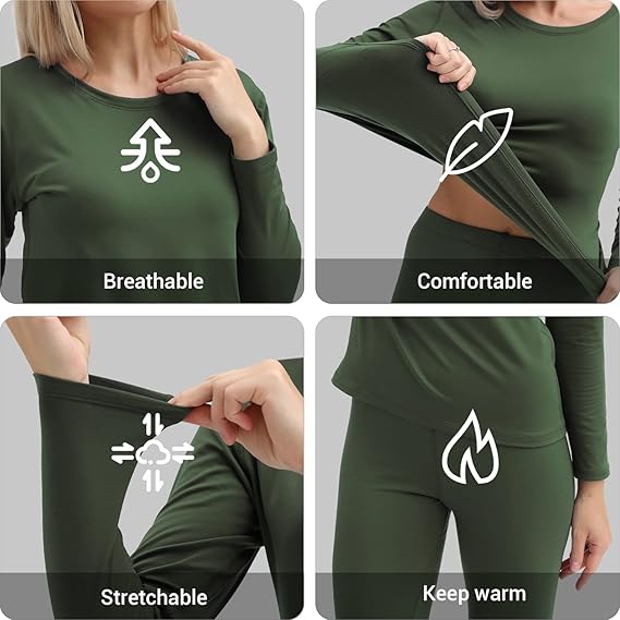 PISIQI Women Thermal Set Green Warm Base Layer
