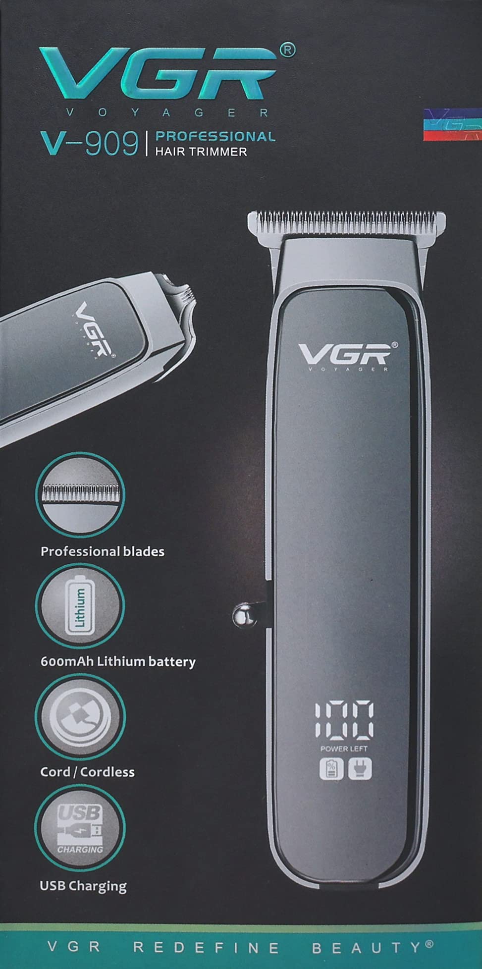 VGR V909 Men’s Barber Salon Clipper | USB Rechargeable Electric Grooming Kit