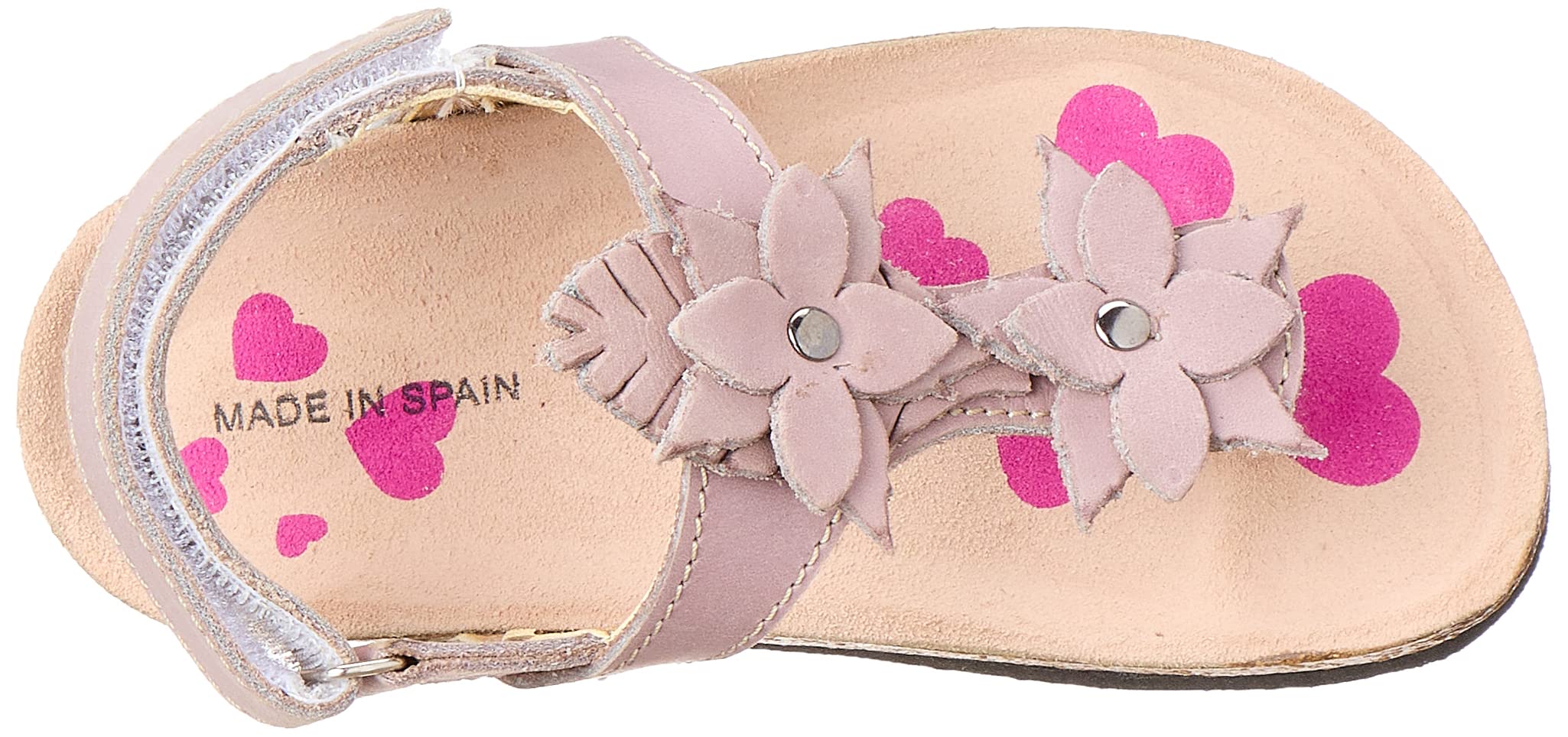 Bellino Flower Embellished Velcro Closure Back Strap Thong Sandals for Girls