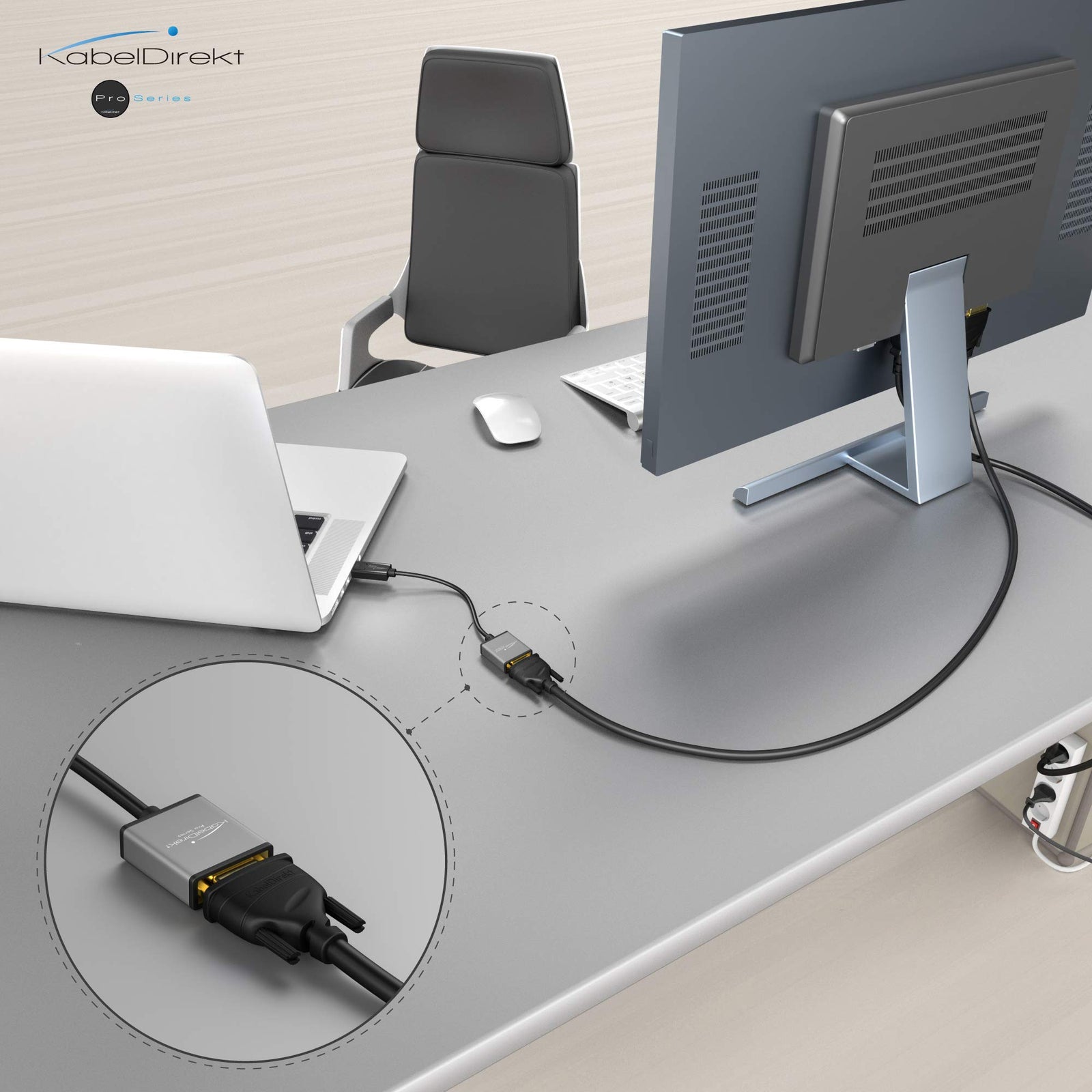 KabelDirekt – DisplayPort DP to VGA adapter – 0.15m – (maximum resolution 1920 x 1200/60Hz, suitable for all graphics cards with a DP output for connecting beamers or monitors with a VGA input)
