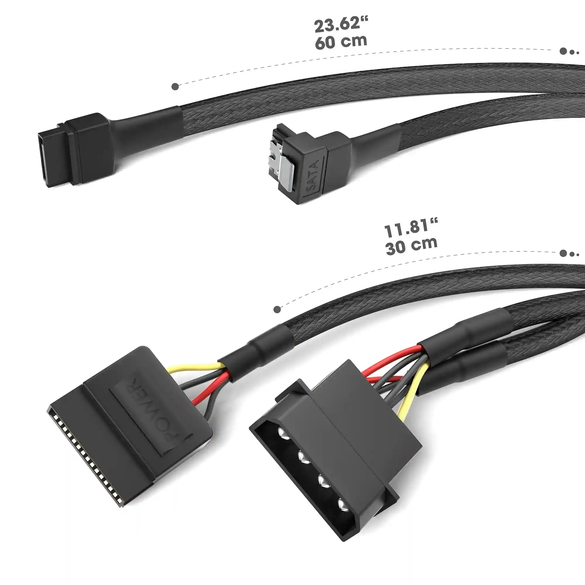 طقم كابلات KabelDirekt للطاقة والبيانات – من Molex إلى SATA + كابل بيانات 7-pin، 0.6م و60سم – Safqqa Egypt