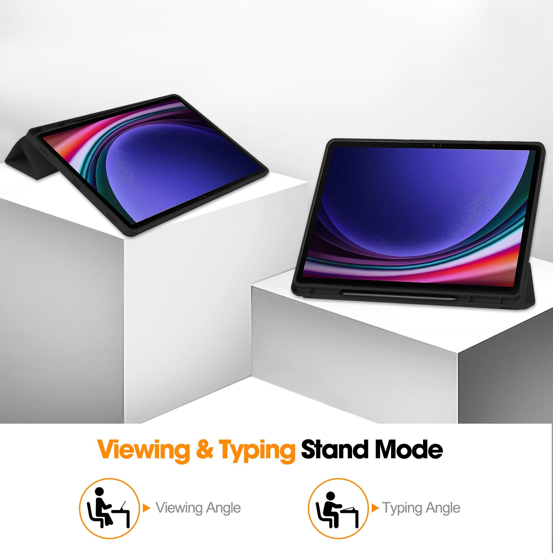 غطاء ProElite لجهاز سامسونج تاب S9/S8 ألترا، غطاء ناعم ومرن قابل للطي مع حامل قلم S لجهاز سامسونج جالاكسي تاب S9/S8 ألترا بحجم 14.6 بوصة يدعم خاصية النوم والاستيقاظ التلقائي، [سلسلة Recoil] - أزرق داكن