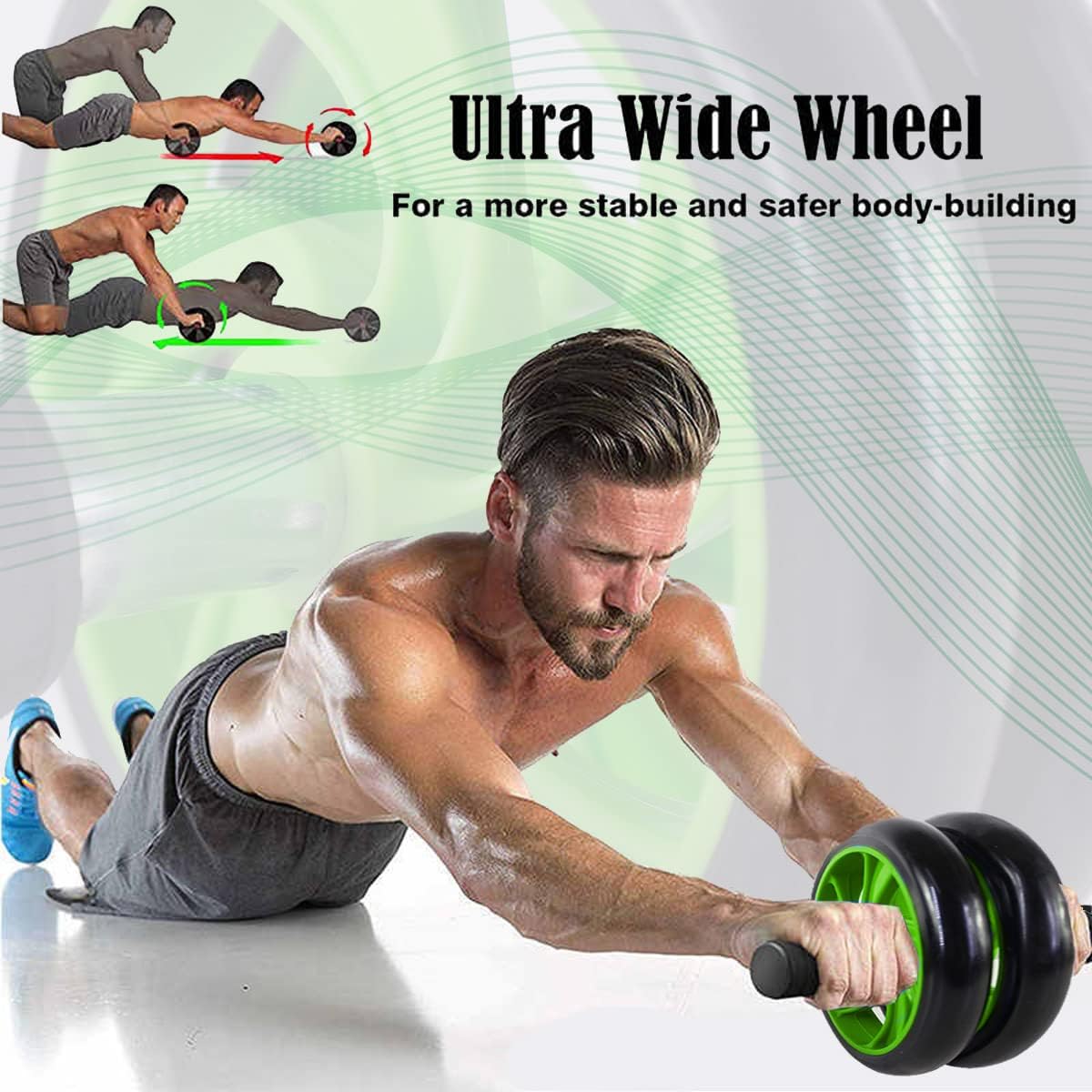 Fitness Pro | Ab Roller Wheel with Knee Mat | Abs Workout Equipment | For Abdominal & Core Strength | Exercise Wheels for Home Gym | Built In Spring Resistance | Home Workout Equipment (Green)