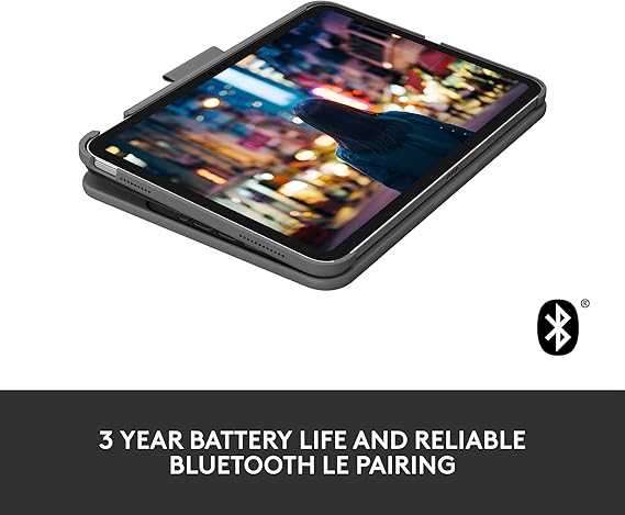 غطاء لوحة مفاتيح Logitech Slim Folio للـ iPad (الجيل 10 و A16) | بلوتوث + لوحة عربية