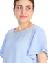 DeFacto Woman Regular Fit Crew Neck Short Sleeve Blue Woven Top Short Sleeve Blouse