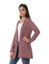 Jamila Women Hairline Stripes Front Pockets Long Sleeves Open Cotton Cardigan