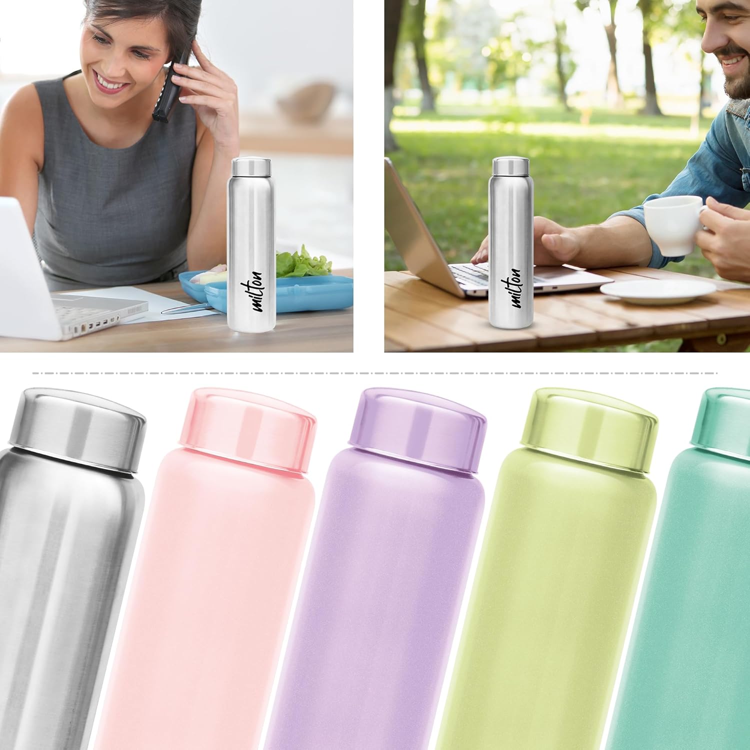 MILTON Stainless Steel Water Bottle, 950 ml, Assorted Colors | Leak Proof | Office Bottle | Gym Bottle -Travel Bottle