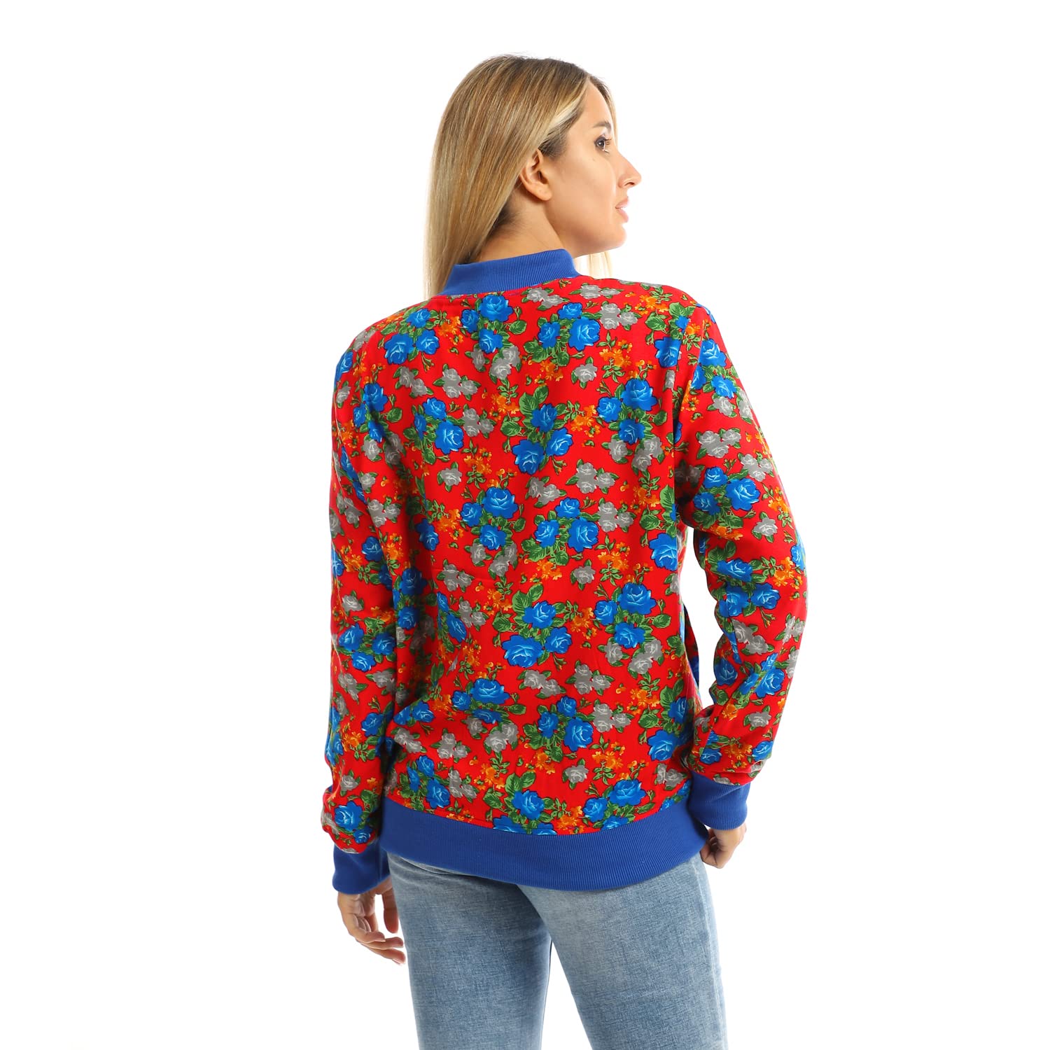 JAMILA Printed Zipper Henly Padded Jacket With Pockets For Women,Ideal for casual outings and outdoor activities.