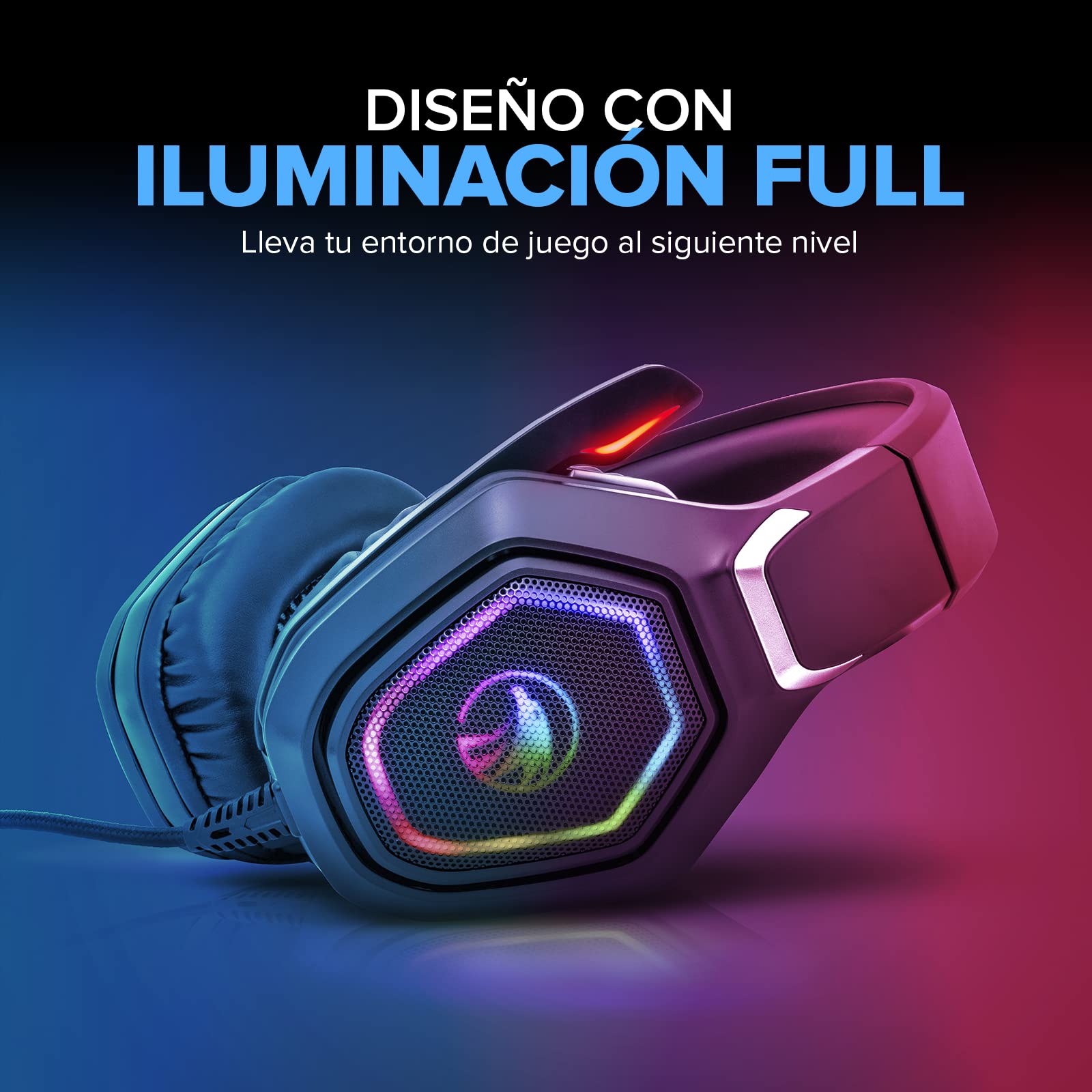 HALTEN INNOVACIÓN EN ACCIÓN -Havit h659d gaming headset, rgb 50mm 3d surround stereo, flexible and convenient 90 rotating earmuffs, 120 omnidirectional mic., Wired Headphones Headset