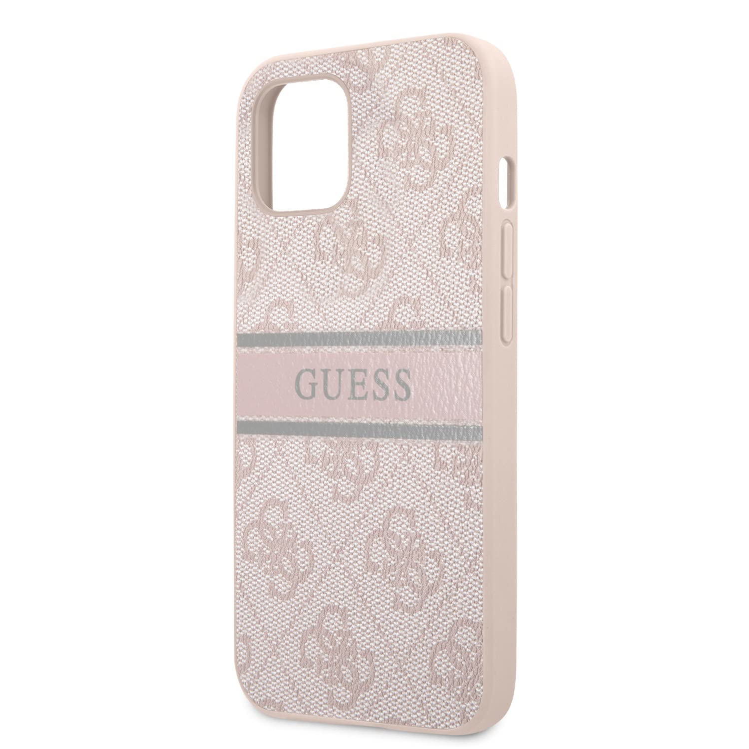 غطاء هاتف من Guess 4G مصنوع من جلد PU عالي الجودة ومتوافق مع iPhone 13 Mini (5.4"). يوفر حماية متينة ضد الخدوش والسقوط الطفيف.